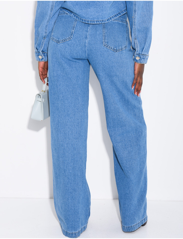 Straight-leg jeans with an elasticated waistband