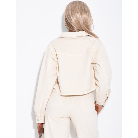 Kurze Jeansjacke mit Schlitztaschen