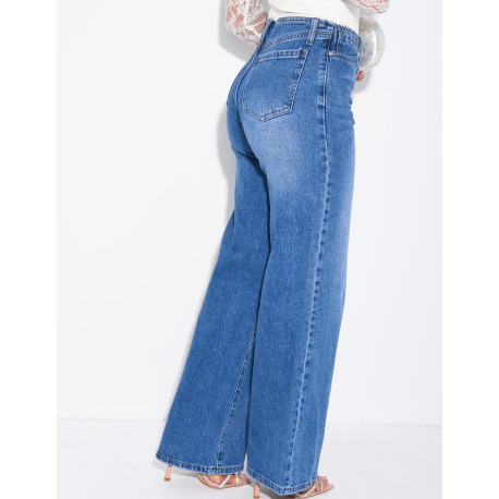Jeans mit geradem Schnitt und hoher Taille, ohne Taillenband