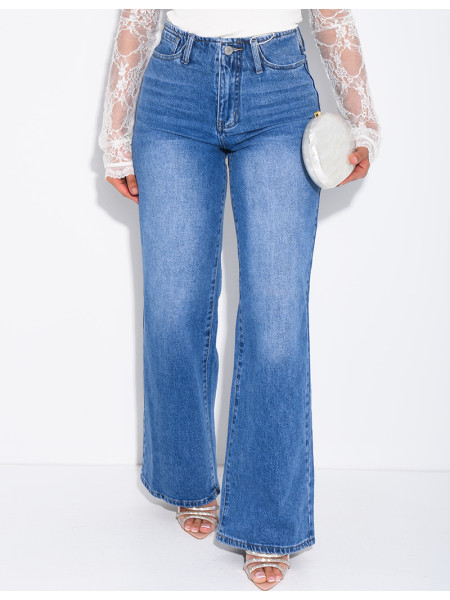 Jeans mit geradem Schnitt und hoher Taille, ohne Taillenband