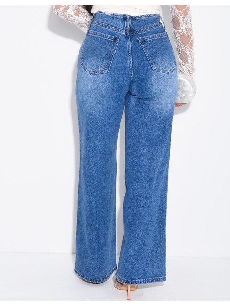Jeans mit geradem Schnitt und hoher Taille, ohne Taillenband