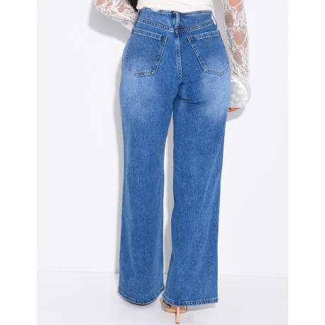 Jeans mit geradem Schnitt und hoher Taille, ohne Taillenband
