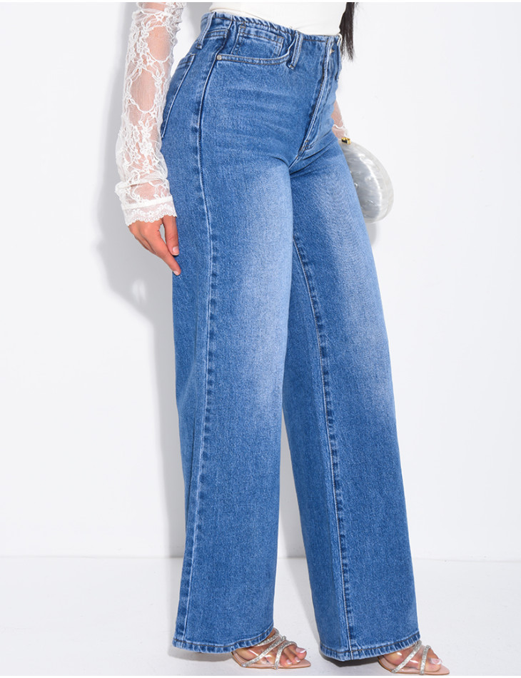 Jeans mit geradem Schnitt und hoher Taille, ohne Taillenband