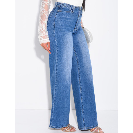 Jeans mit geradem Schnitt und hoher Taille, ohne Taillenband