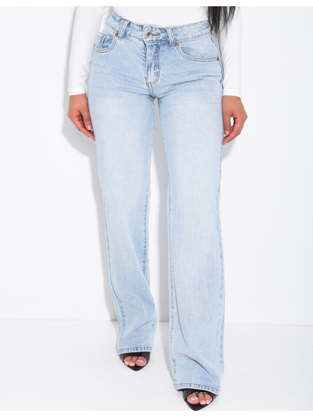 Hellblaue Low-Waist-Jeans mit weitem Bein