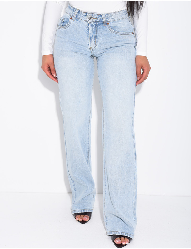 Hellblaue Low-Waist-Jeans mit weitem Bein