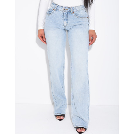 Hellblaue Low-Waist-Jeans mit weitem Bein