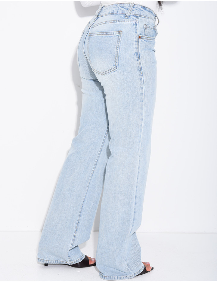 Hellblaue Low-Waist-Jeans mit weitem Bein