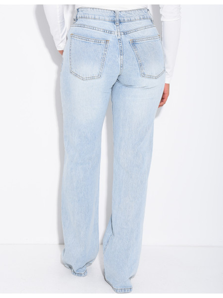 Hellblaue Low-Waist-Jeans mit weitem Bein