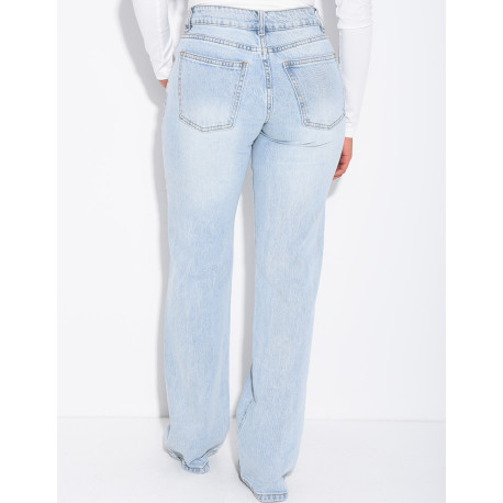 Hellblaue Low-Waist-Jeans mit weitem Bein