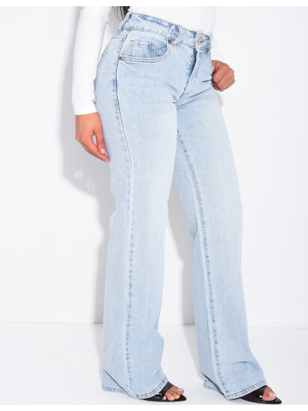Hellblaue Low-Waist-Jeans mit weitem Bein