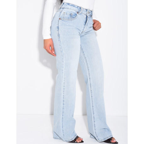 Hellblaue Low-Waist-Jeans mit weitem Bein
