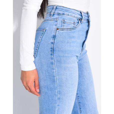High-waisted straight-leg stretch jeans