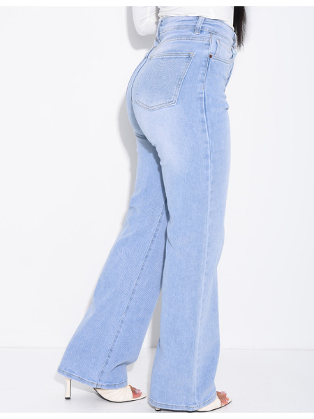High-waisted straight-leg stretch jeans