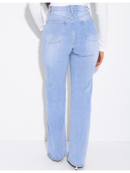 High-waisted straight-leg stretch jeans