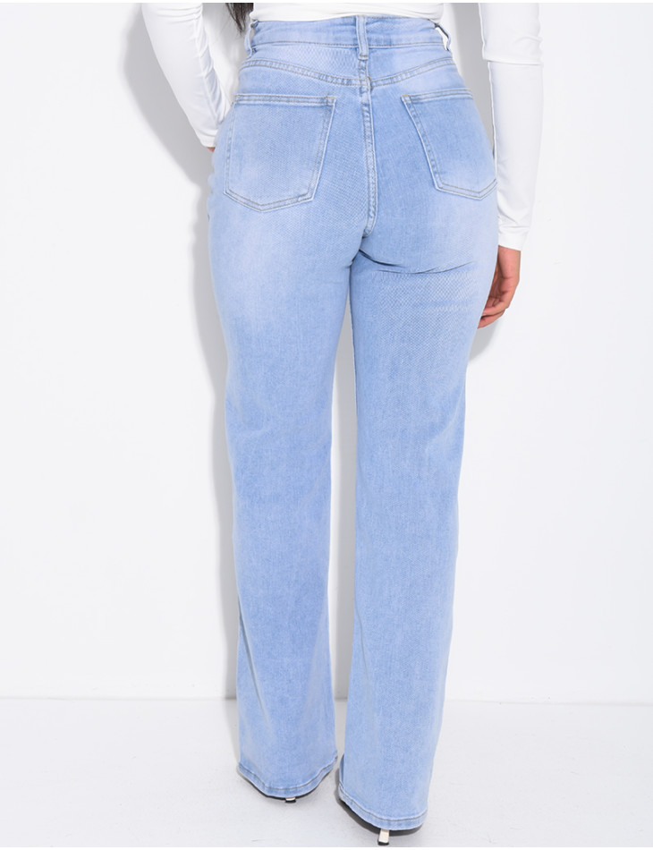 High-waisted straight-leg stretch jeans