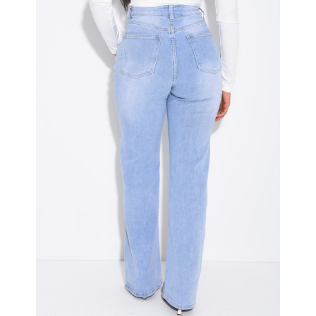 High-waisted straight-leg stretch jeans