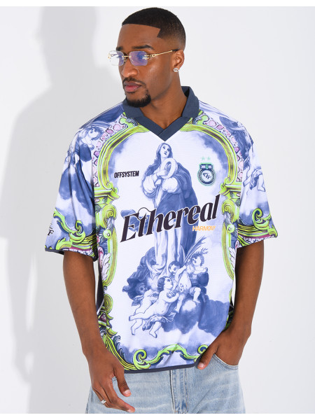 T-shirt nid d'abeille à motifs "Off system"