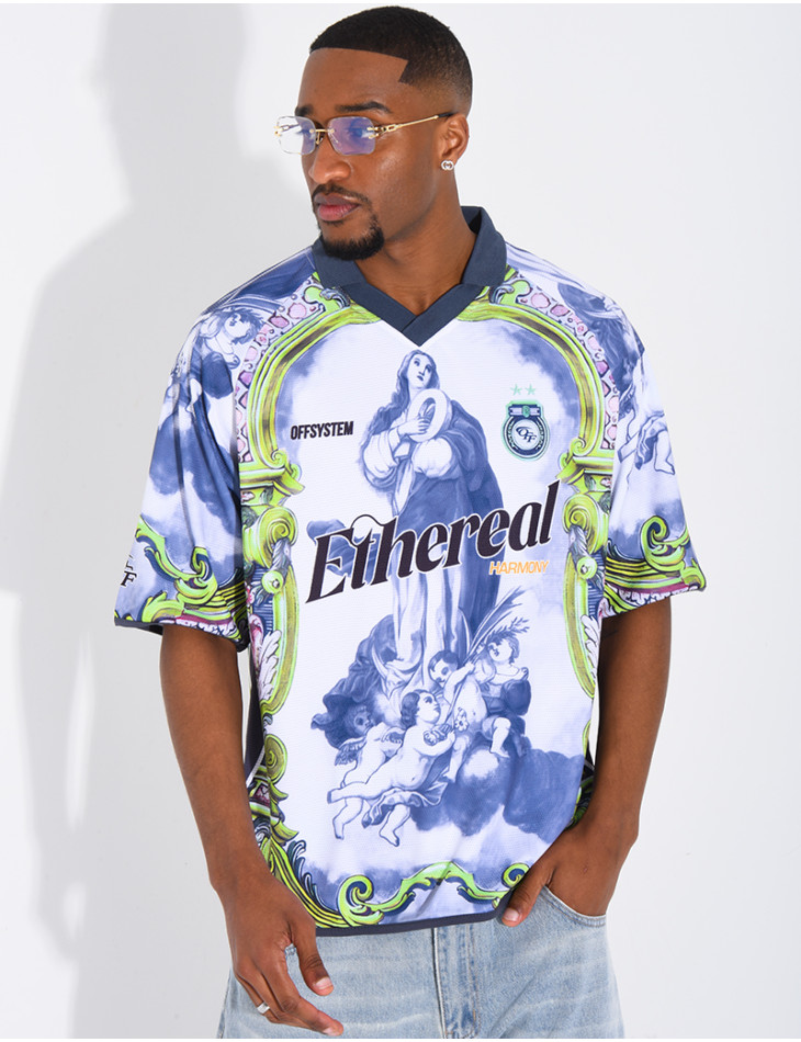 T-shirt nid d'abeille à motifs "Off system"