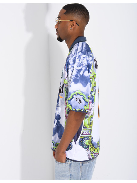 T-shirt nid d'abeille à motifs "Off system"