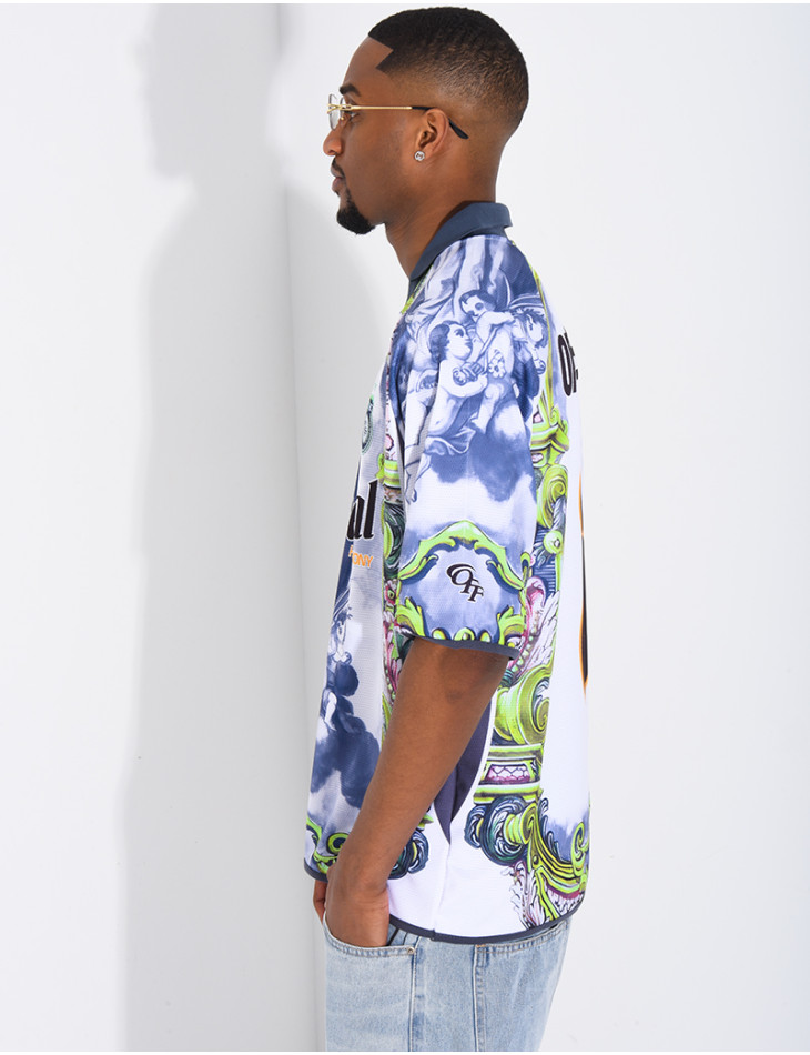 T-shirt nid d'abeille à motifs "Off system"