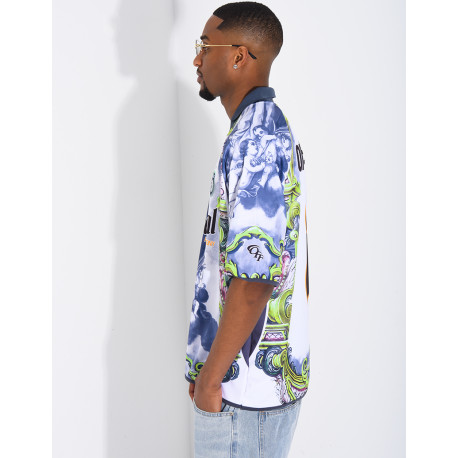 T-shirt nid d'abeille à motifs "Off system"