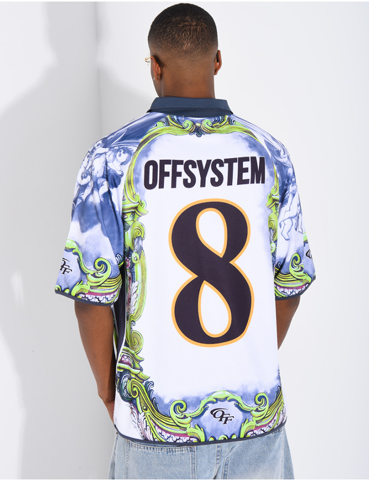 T-shirt nid d'abeille à motifs "Off system"