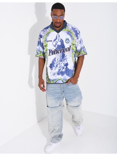 T-shirt nid d'abeille à motifs "Off system"