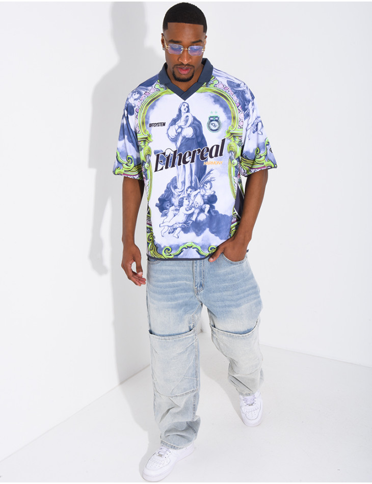 T-shirt nid d'abeille à motifs "Off system"