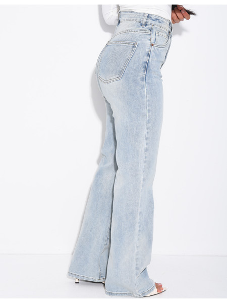 Jeans mit geradem Schnitt, hoher Taille, Stretch