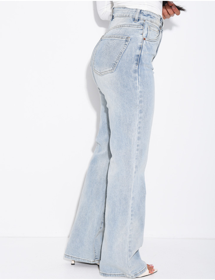 Jeans mit geradem Schnitt, hoher Taille, Stretch