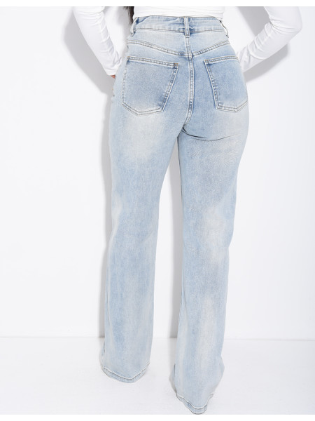 Jeans mit geradem Schnitt, hoher Taille, Stretch