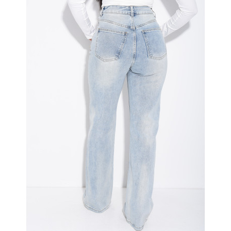 Jeans mit geradem Schnitt, hoher Taille, Stretch
