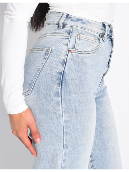 Jeans mit geradem Schnitt, hoher Taille, Stretch