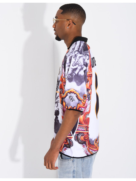 T-shirt nid d'abeille à motifs "Off system"