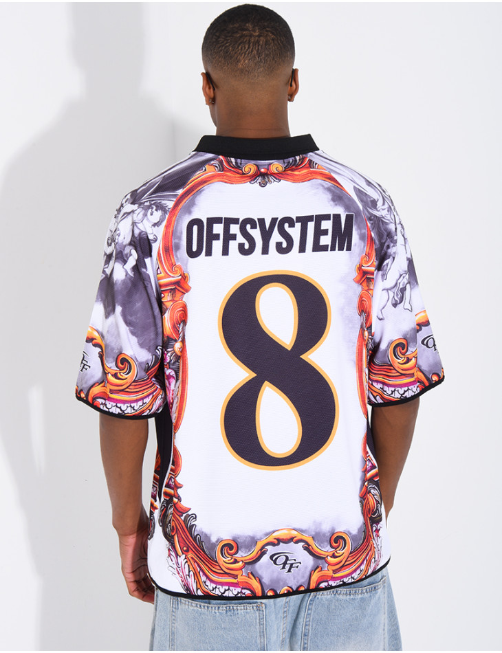 T-shirt nid d'abeille à motifs "Off system"