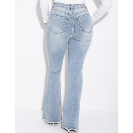 High-waisted stretchy flared jeans