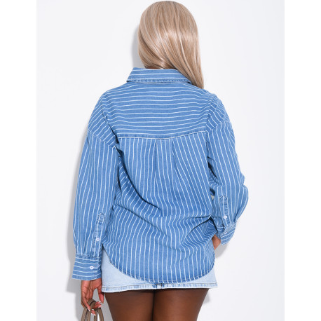 Weites Jeanshemd mit Streifenmuster