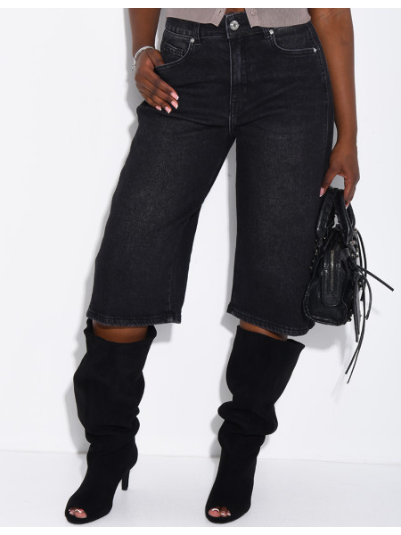 Weite Jeans-Bermudas