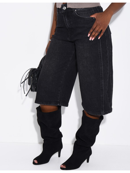 Weite Jeans-Bermudas