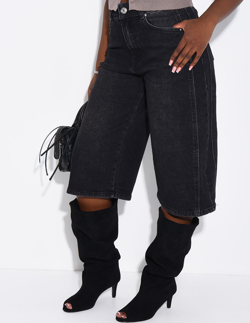 Weite Jeans-Bermudas