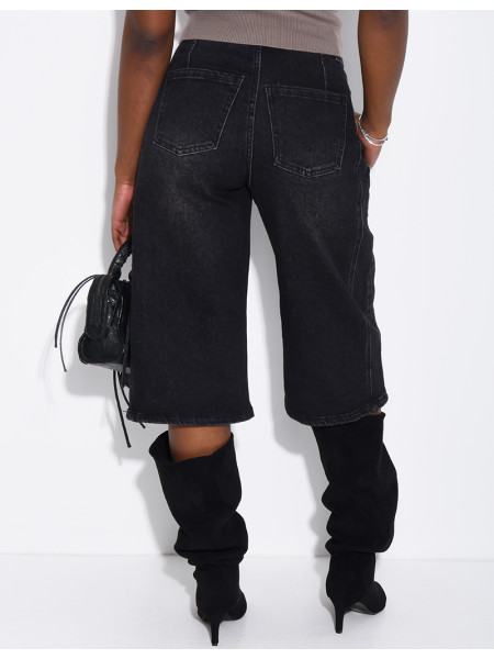 Weite Jeans-Bermudas