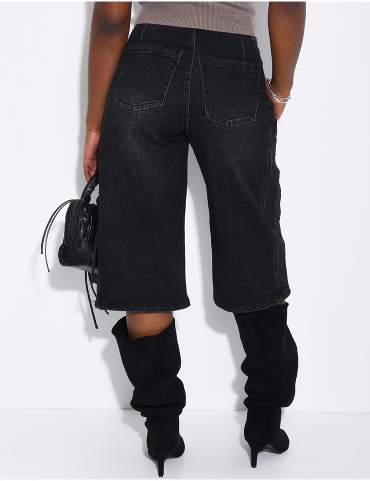 Weite Jeans-Bermudas