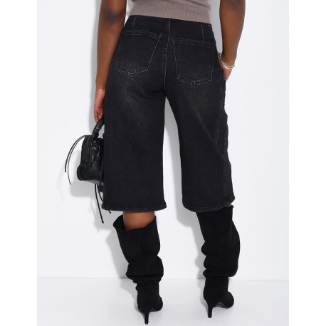 Weite Jeans-Bermudas