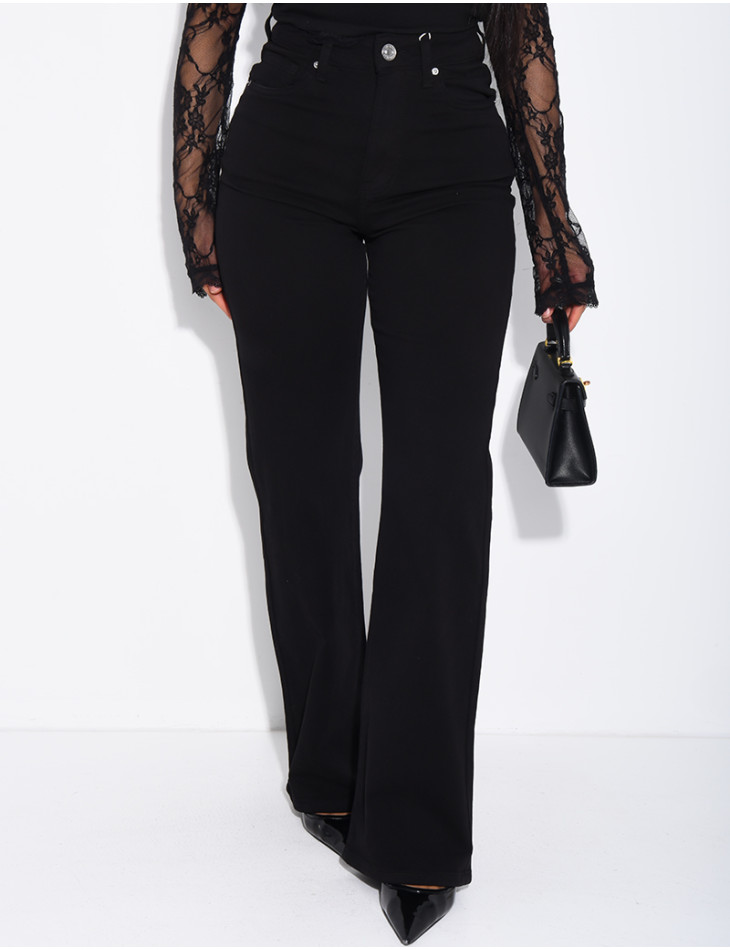 Jeans mit geradem Schnitt und hoher Taille, aus Stretchmaterial