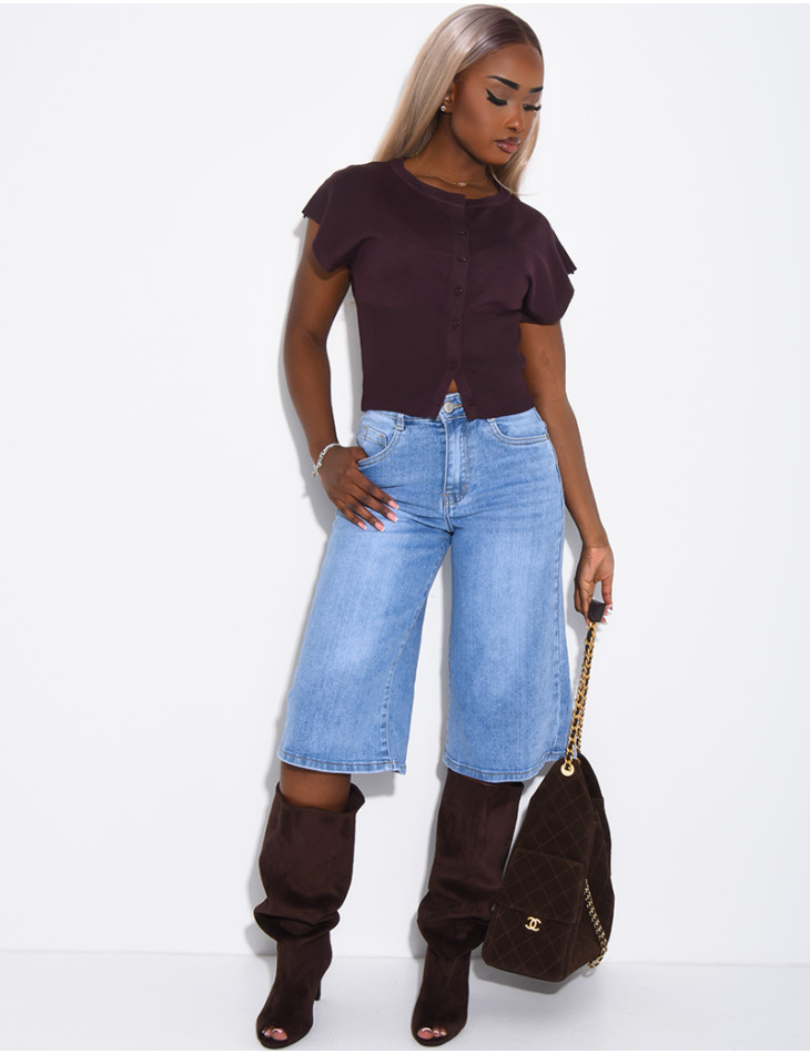 Weite Jeans-Bermudas