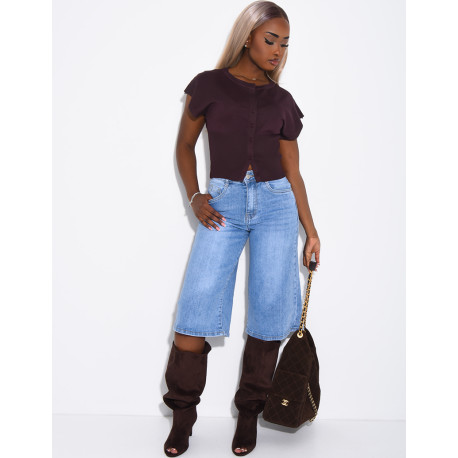 Weite Jeans-Bermudas