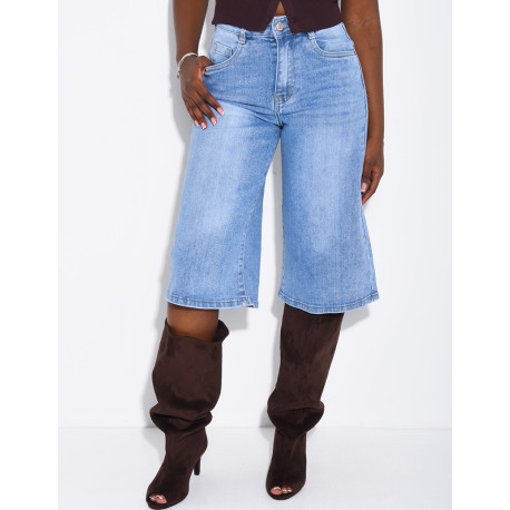 Weite Jeans-Bermudas