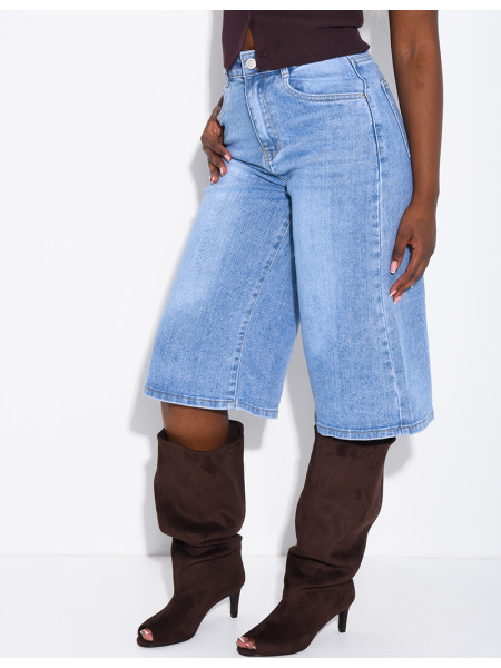 Weite Jeans-Bermudas