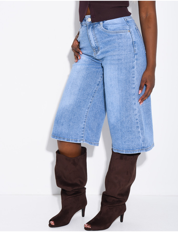 Weite Jeans-Bermudas